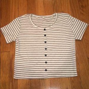 Striped grey & white crop top